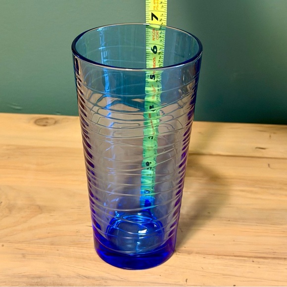 Vintage Libbey Glass Orbita Cobalt Blue Highball Drinking Glass Modern Barware - Picture 4 of 5